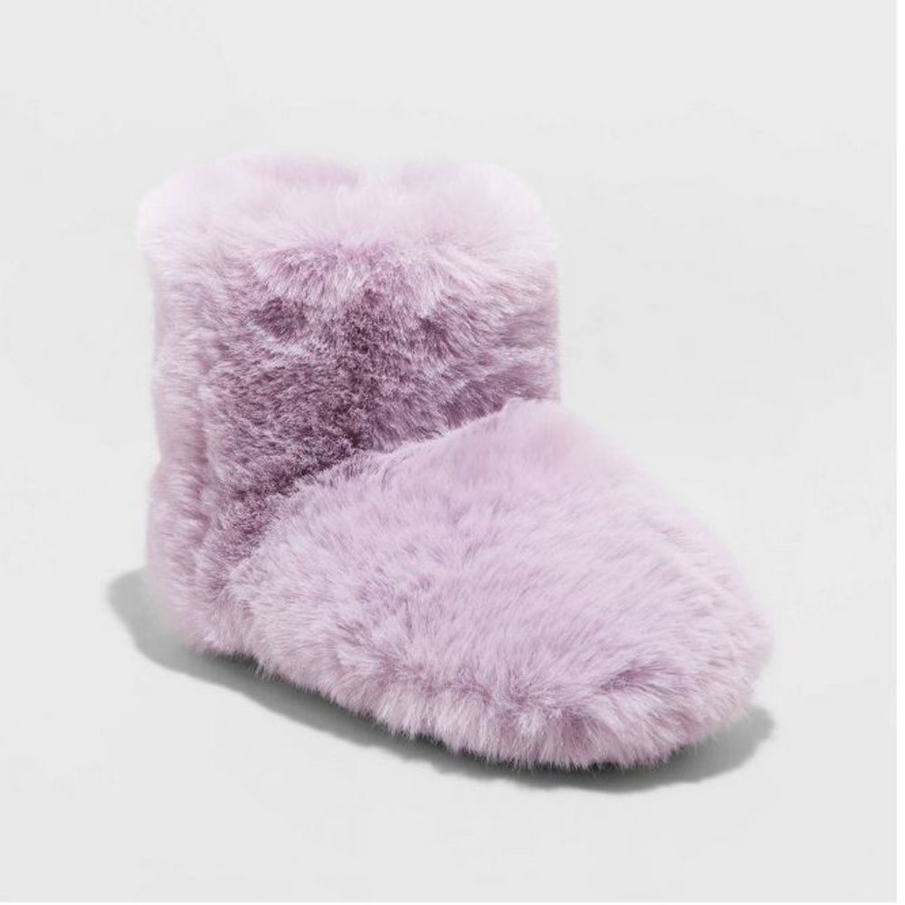 Toddler Girls' Dallas Fur Bootie Slippers Non Slip-‎ Cat & Jack™ Purple